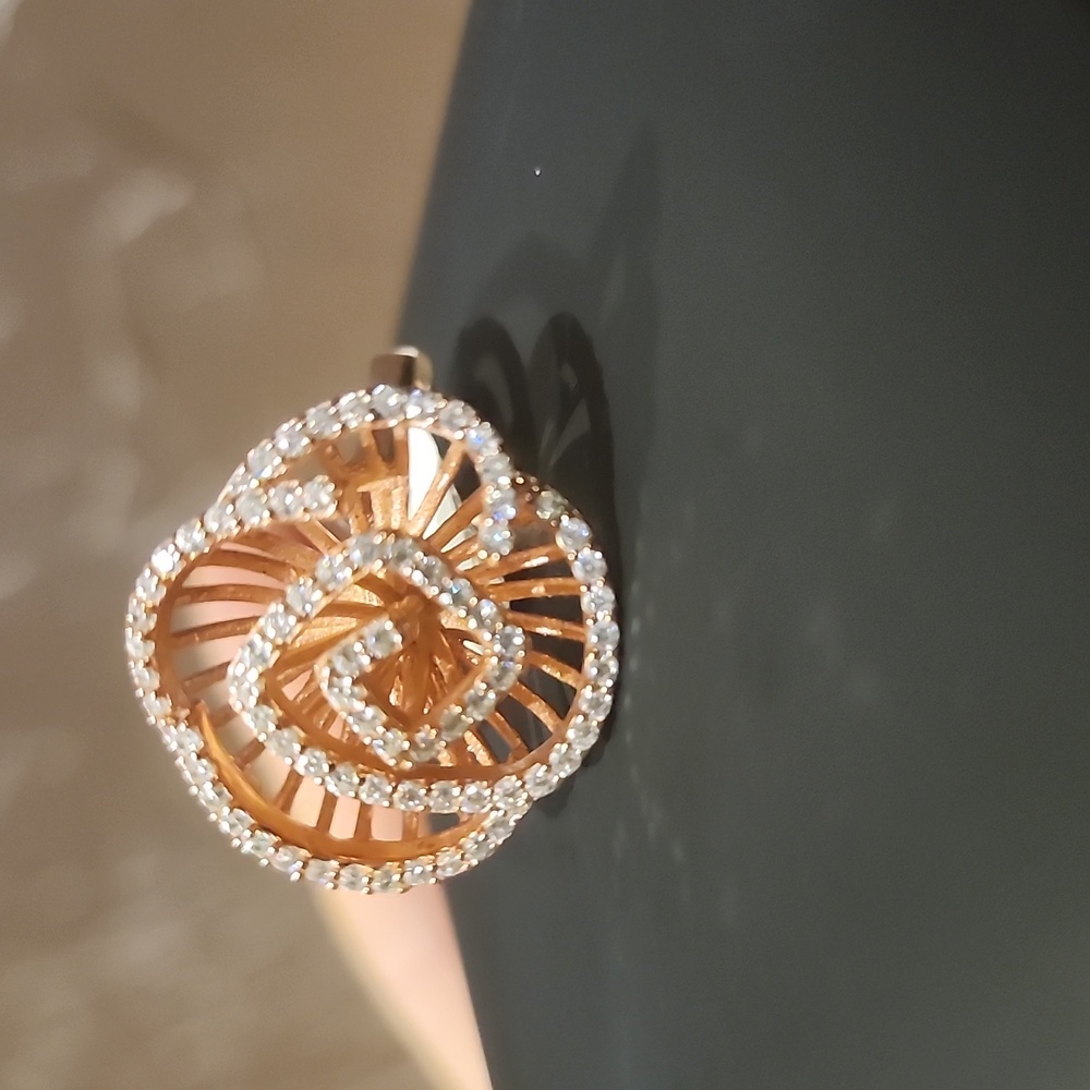 Sterling Silver ROSE gold Cubic Zirconia Rose Ring